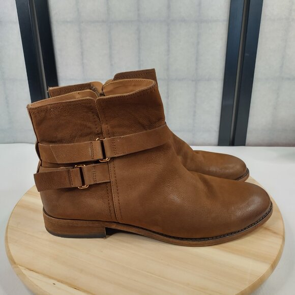 FRANCO SARTO KACEY Leather Strappy Ankle Boots Distressed Brown Women US 12M - Picture 6 of 13